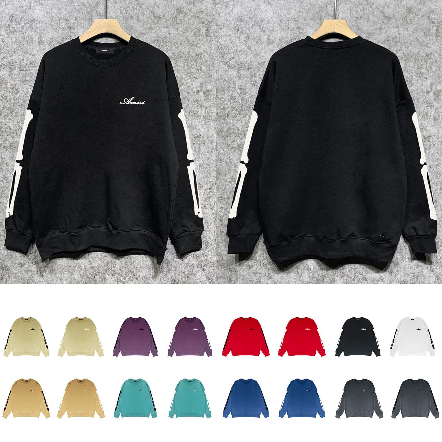 Trendy new style skeleton print round neck sweatshirt loose pullover terry sweatshirt from 1688