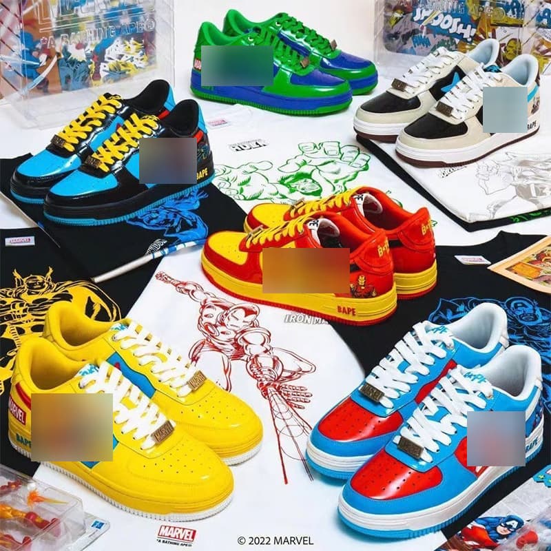 Putian Chunyuan BAPESTA full range of ape head co branded Marvel patent leather thick soled height enhancing low top men's and women's sneakers — product from 1688, photo 1 of 1