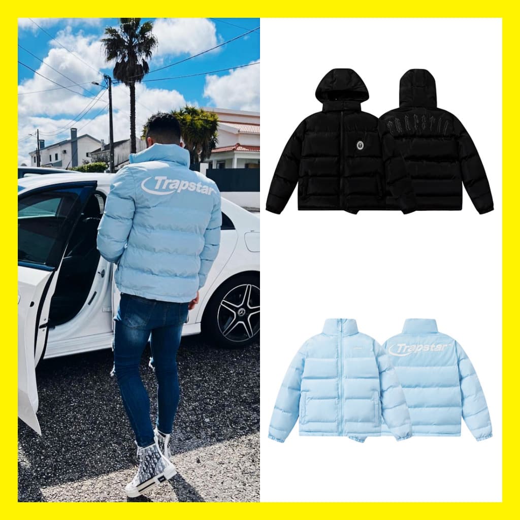 trapstar couple style cotton coat retro stand collar blue simple letter small logo embroidery cotton coat jacket from 1688