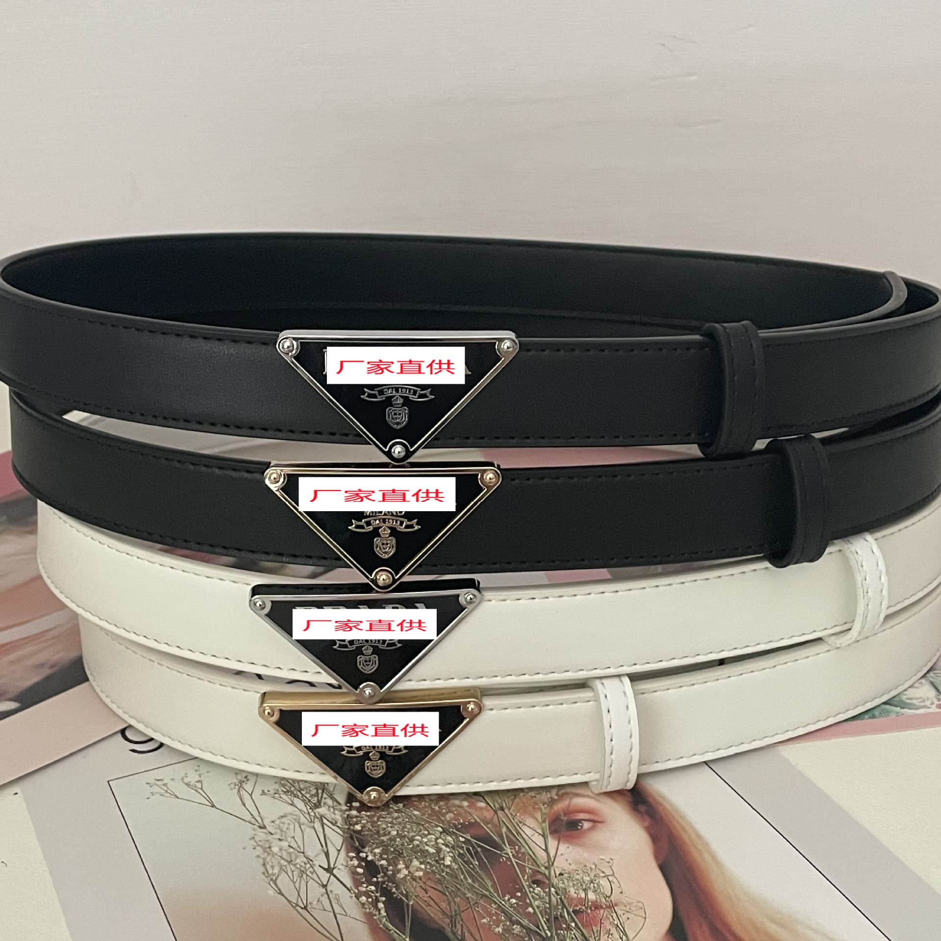 Triangular belt with letter P for men and women high end belt for casual wear with shorts, skirts, business suits, jeans belt from 1688