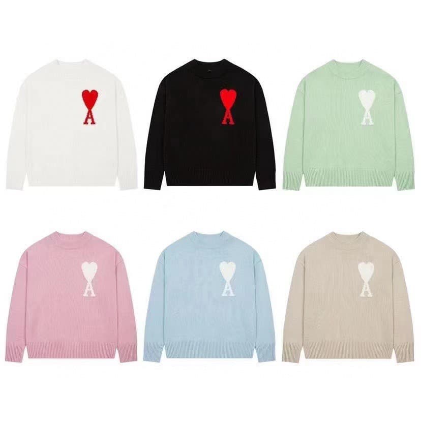 2024 Spring and Autumn New Style Unisex Sweater Jacquard Love Embroidery Round Neck Loose Casual Pullover Knitted Sweater from 1688
