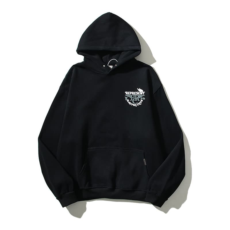 Cross border autumn and winter high street REP three dimensional foaming letters plus velvet hooded sweatshirt men and women loose ins trendy hoodie — product from 1688, photo 1 of 1
