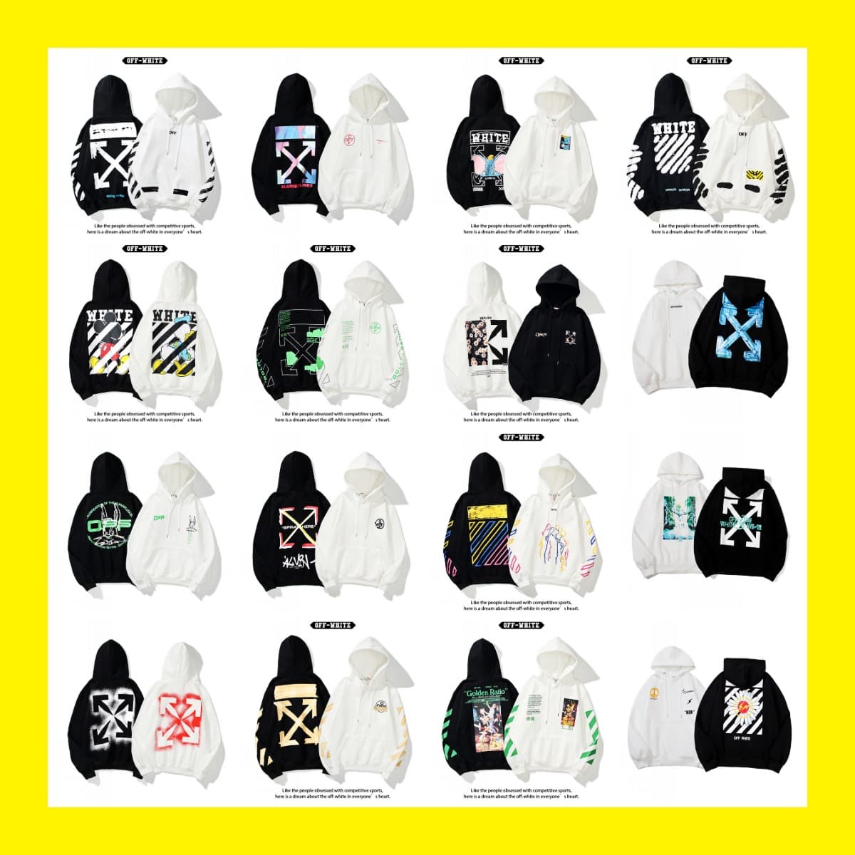 off hooded sweatshirt ow trendy brand daisy Donald Duck joint warning line tape dissolving ice arrow jacket from 1688