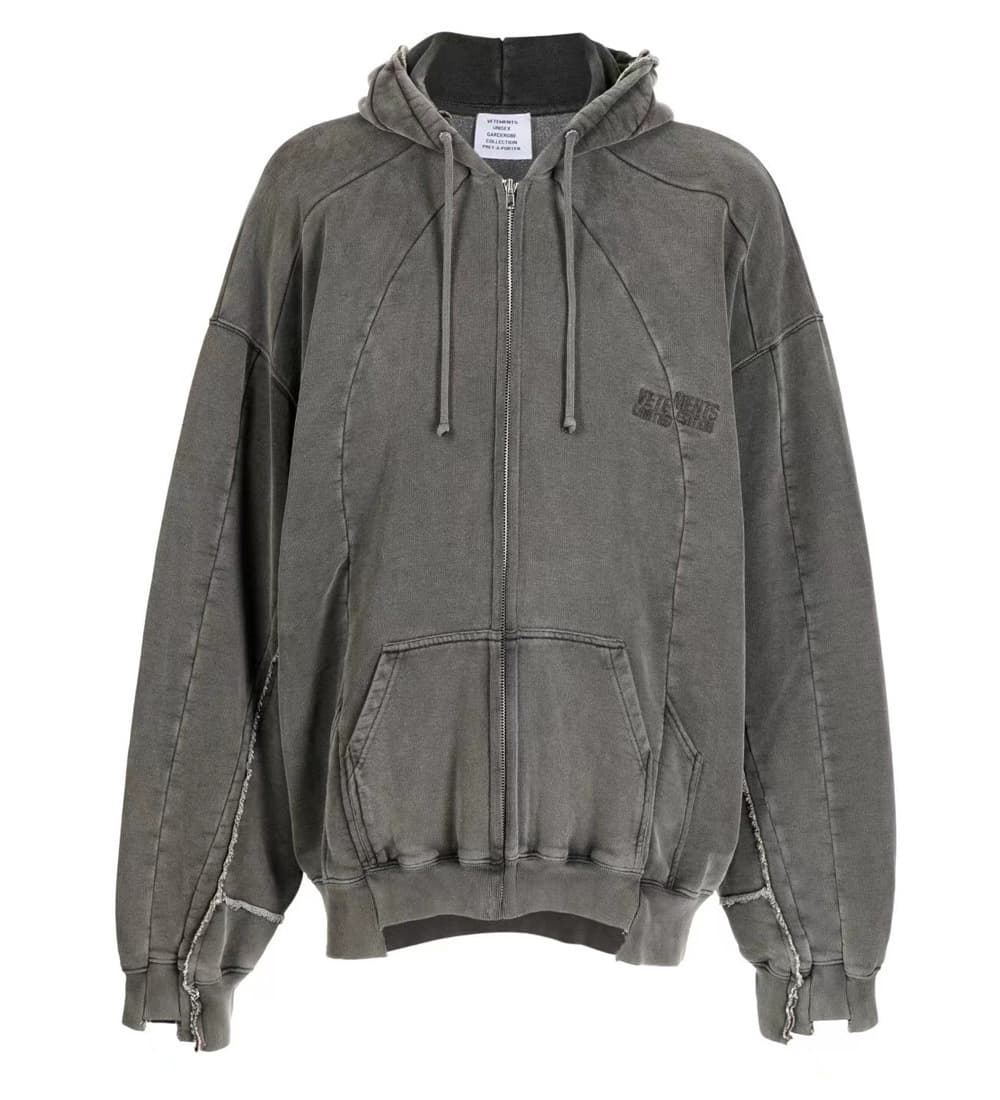 Cross border foreign trade wholesale 2023 INS loose stitching wash zipper coat sweatshirt men and women couple hoodie fashion from 1688
