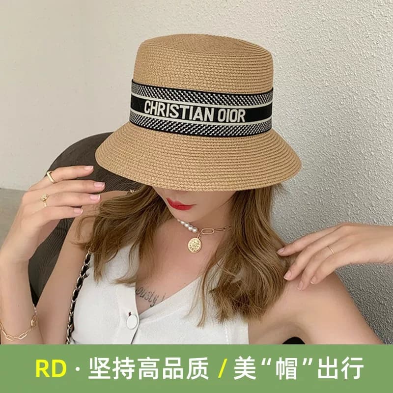 D hat women 2024 new straw hat ladies sun visor sun protection fisherman hat straw fashion basin hat summer from Taobao