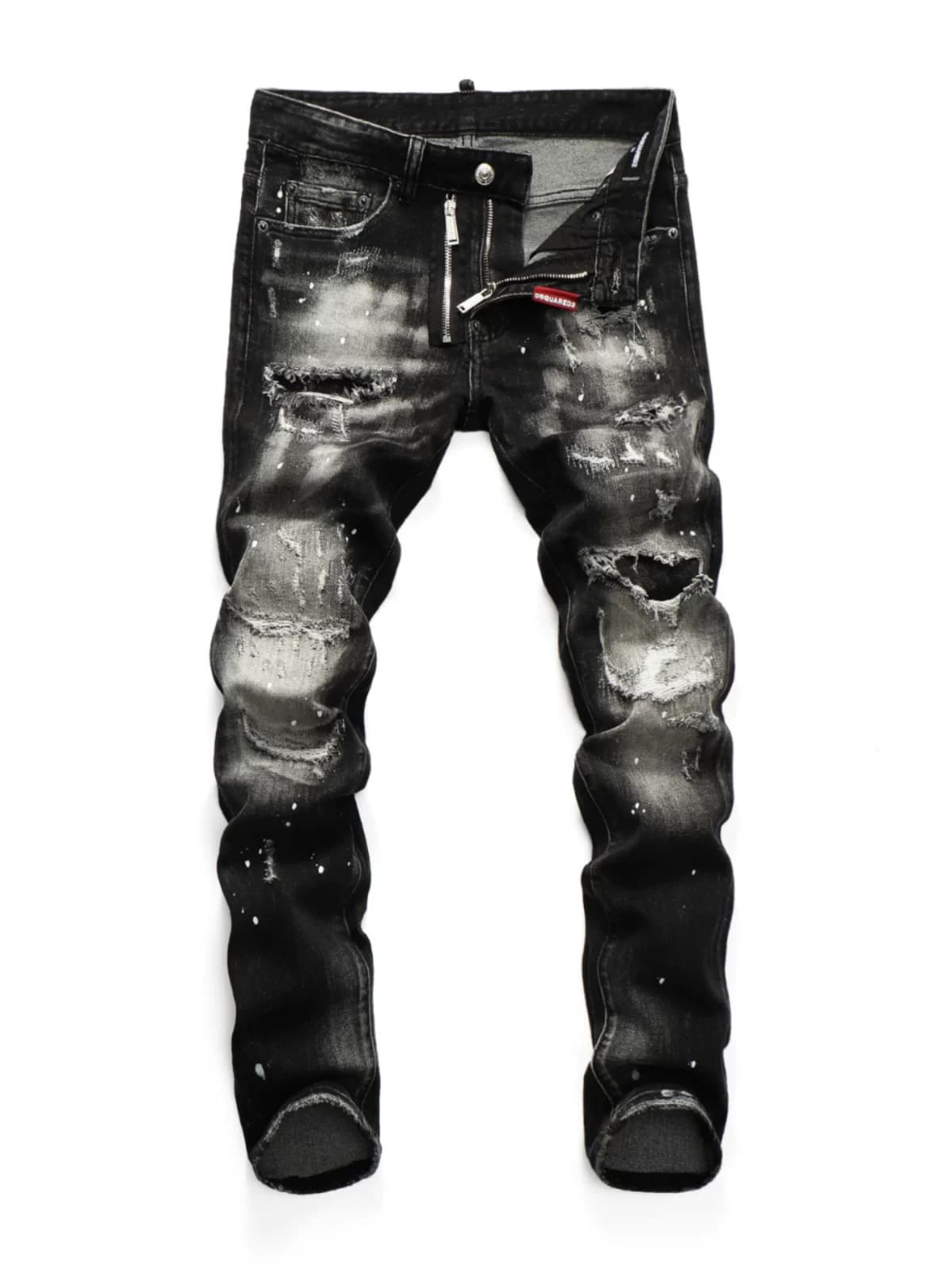 Autumn and winter hole Hong Kong style washed trendy men's feet nightclub patch quality D2 jeans trousers men's male god pants — product from Taobao, photo 1 of 1