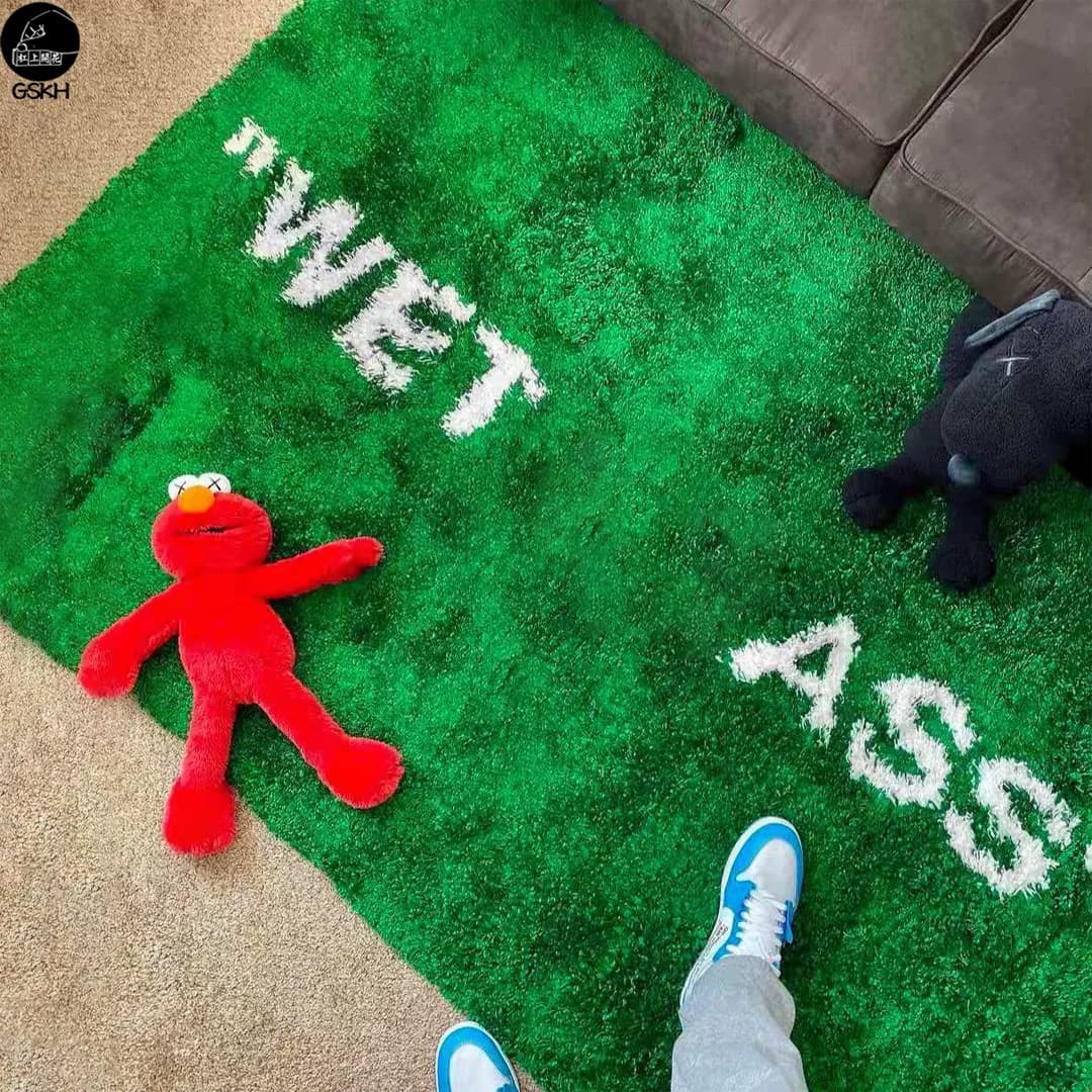 Wet Grass GRASS WET Joint Green Grass Carpet Trendy Brand Long Plush Furniture Fashion Living Room Decoration European Style Ins Style — product from Taobao, photo 1 of 1