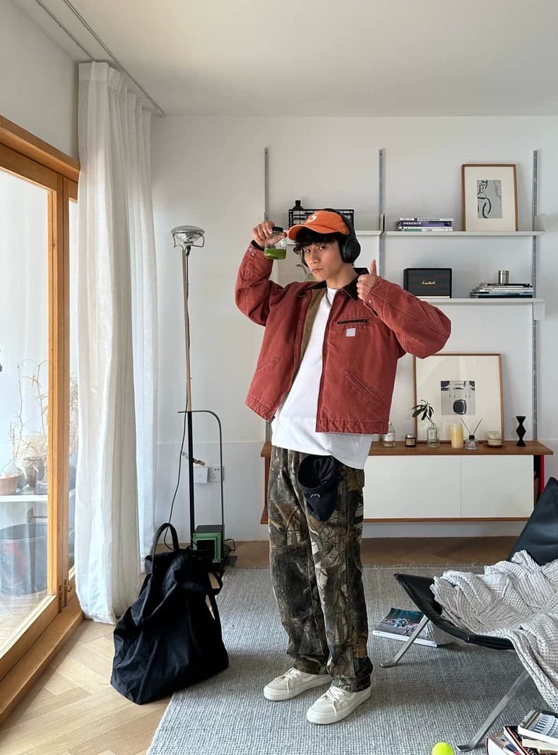 Rare retro casual B158 washed vintage loose branches men's trousers fallen leaves B136 Carhartt B01 from Taobao