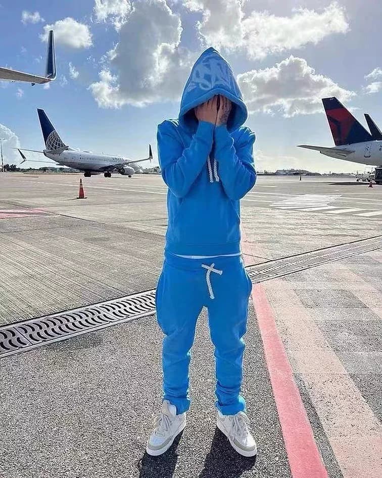 Drill Syna World Tracksuit American hip hop hooded plus velvet sweatshirt men's trendy sports suit from Taobao