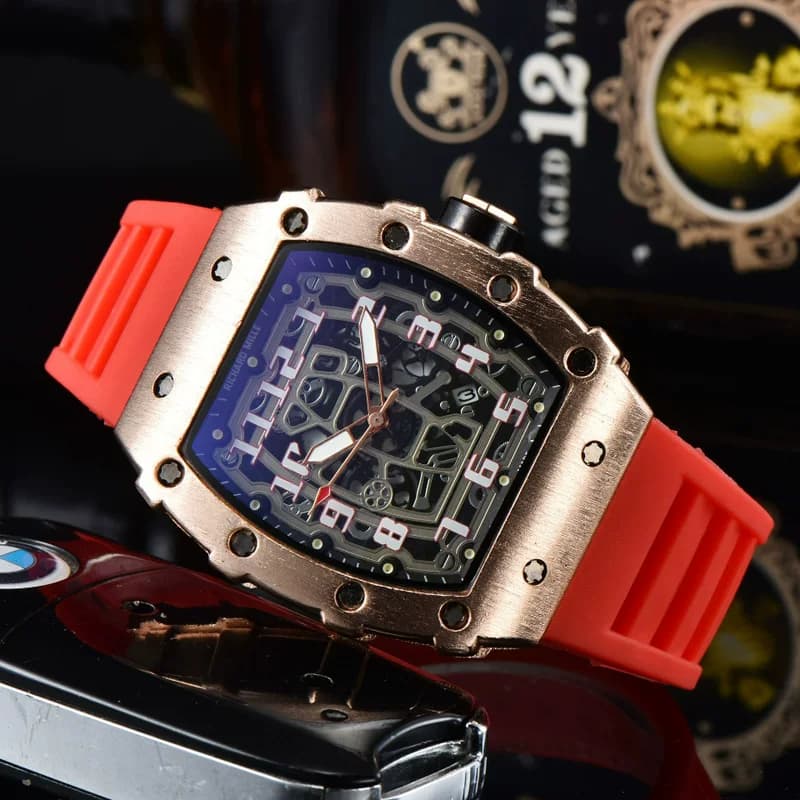 RM de new fashion hollowed out business men's automatic watch high end handsome barrel shaped personalized watch men from Taobao