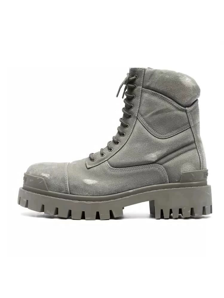 2024 new trendy brand zipper heightened men's boots thick soled work boots short boots old damaged denim Martin boots trend — product from Taobao, photo 1 of 1