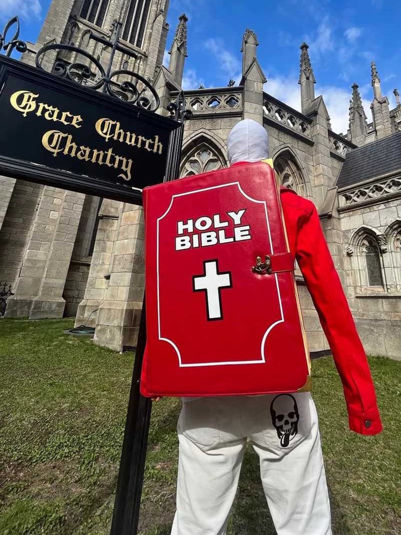 TRBRUSHSHIFT hip hop street cross BIBLE BOOK shoulder PU leather backpack ins same style schoolbag from Taobao