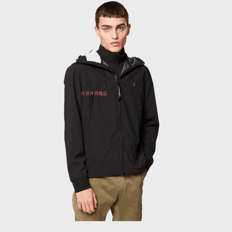 New Men's Autumn and Winter Plus Velvet Men's Cardigan Zipper Jacket CP Goggle Hood Jacket from Taobao