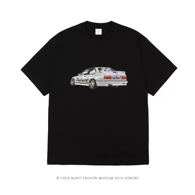 ASAP ROCKY same style car printed short sleeve T shirt men's Hip Hop Street Tide brand loose fitting plus size half length sleeves from Taobao