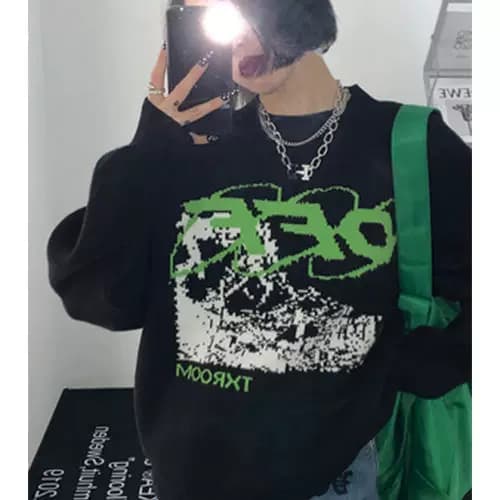 2024 autumn and winter new lazy style forest loose black sweater men's Korean design outer wear knitted sweater men from Taobao