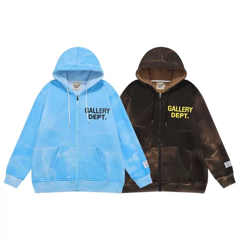 GALLERY DEPT autumn new tie dye zipper cardigan sweater high street retro cotton loose hooded jacket from Taobao