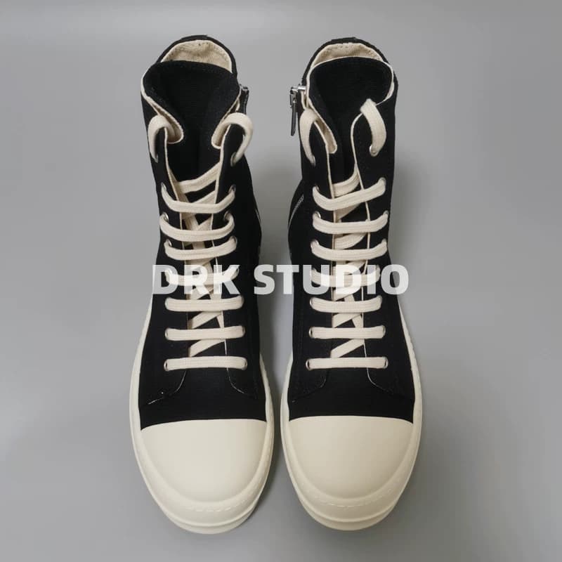 D's homemade 19ssRO sub line black and white canvas high top shoes milky bottom double line men and women couple shoes dark trendy shoes — product from Taobao, photo 1 of 1