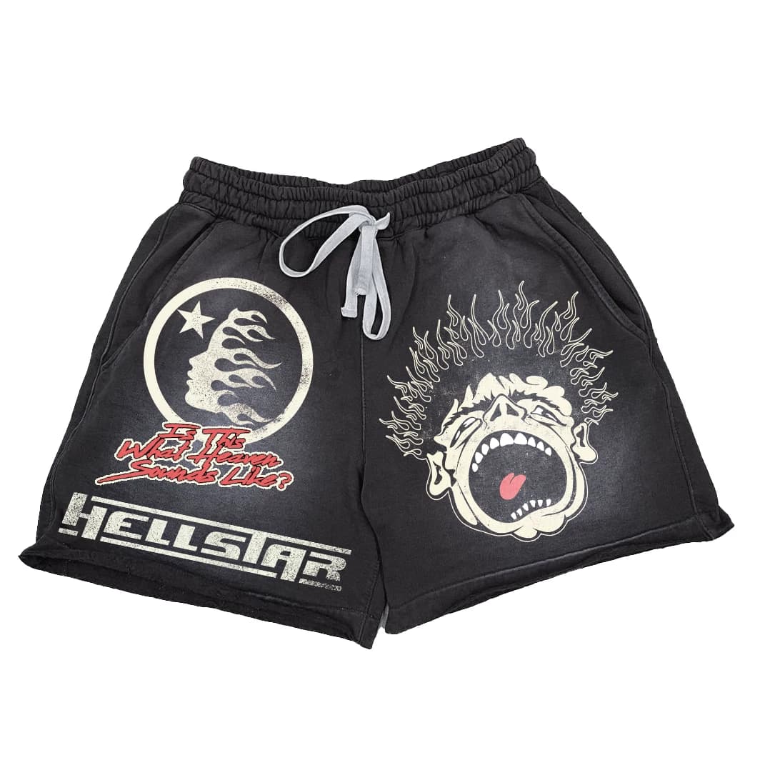 Hellstar Studios shorts ins same style European and American fashion brand casual Sports men's and women's washed shorts from Taobao