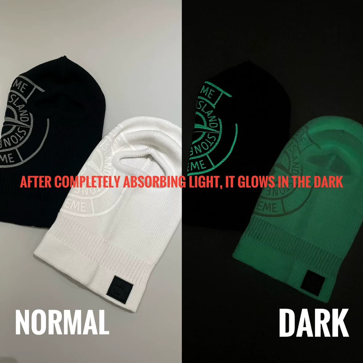 N01SA GLOW PRINT Knit Balaclava luminous ski mask pullover knitted wool headband — product from Taobao, photo 1 of 1