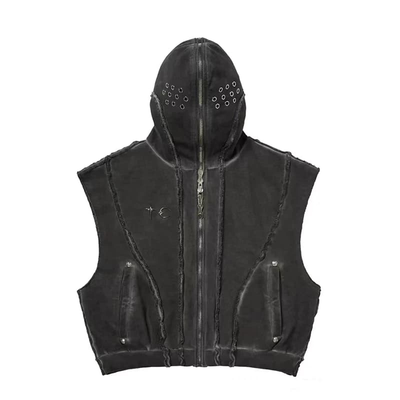 Thug Club Distressed Zip Up Vest — Hoodies from Taobao