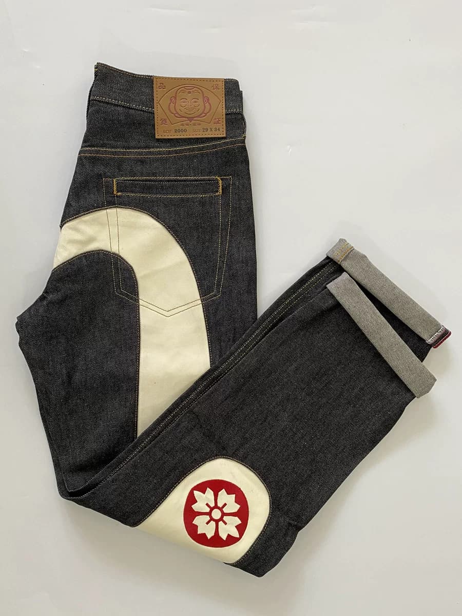 Chasing the trend of Fukushen jeans for men, trendy brand large M printed straight loose trendy personality jacquard embroidery original pulp pants — product from Taobao, photo 1 of 1