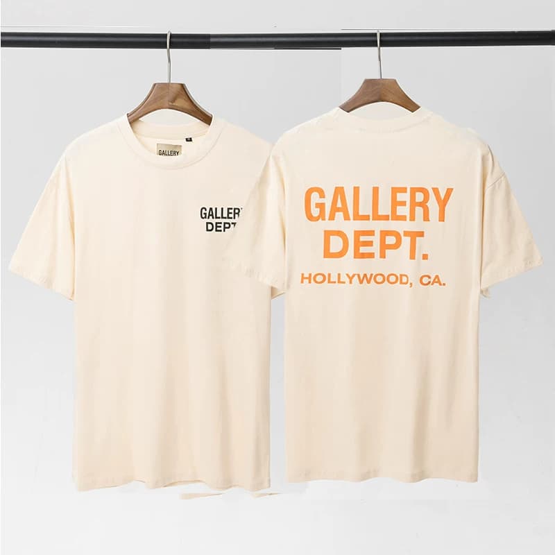 VLONE FOG GALLERY DEPT basic letter LOGO printed short sleeved T shirt pure cotton Tee trendy loose men from Taobao