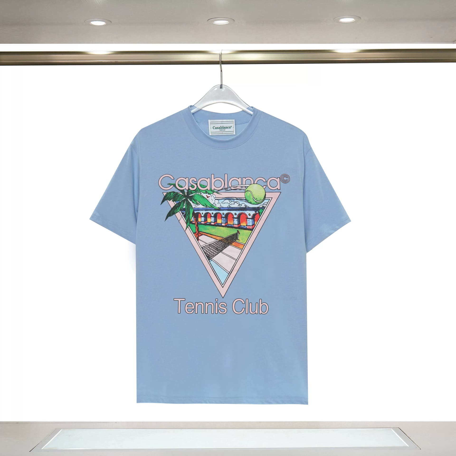 European style niche trendy landscape printing men women's summer T shirt 220g heavy cotton loose short sleeve t shirt from Taobao