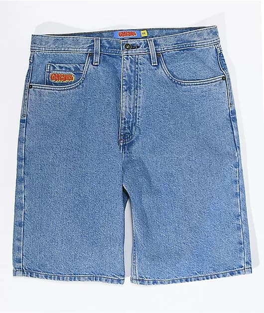 Skateboard denim shorts washed classic denim shorts men's summer loose retro trendy solid color casual shorts — product from Taobao, photo 1 of 1