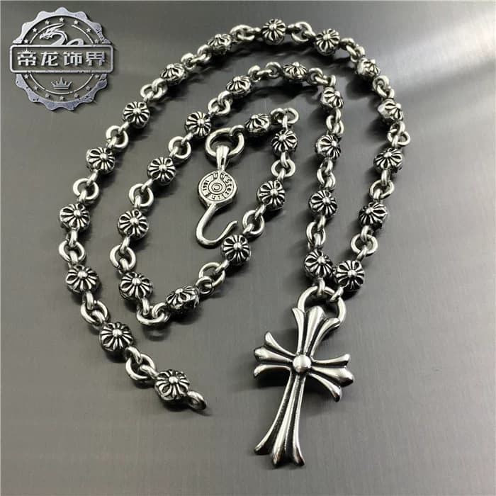 European and American retro cross titanium steel pendant necklace set chain personality men and women rock domineering punk accessories from Taobao