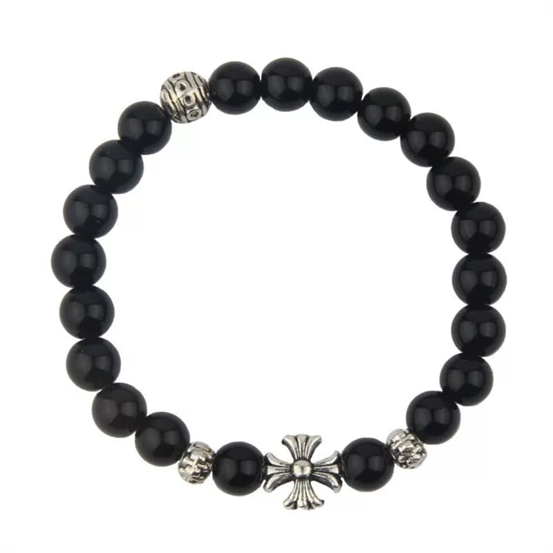 Retro style men and women couple bracelet silver plated cross scout flower bracelet single loop simple punk style Japanese and Korean jewelry from Taobao