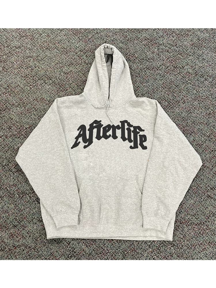 Angel letter print heavy hooded sweatshirt American retro street West Coast lazy style men and women couple tops from Taobao