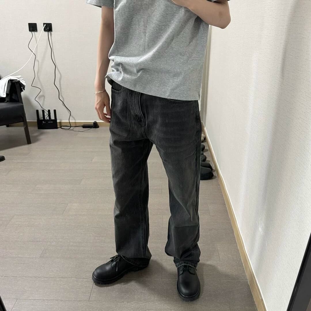 Kenijima vintage washed distressed loose black and grey straight jeans — product from Taobao, photo 1 of 1