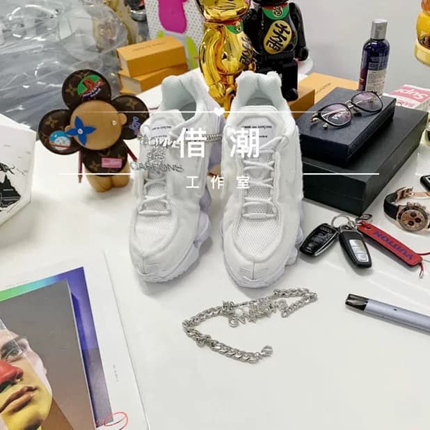 CDG SHOX TL black and white gold chain deconstruction suspension gas column dad running shoes CJ0546 from Taobao