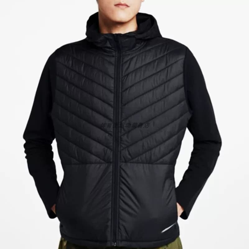 Sports student autumn and winter sports jacket winter training sports vest long sleeve hooded windproof down cotton jacket training wear from Taobao