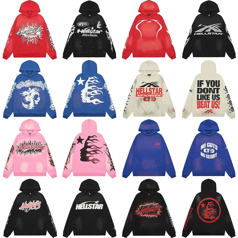 Hellstar Sports Zip Up Hoodie Large Logo Washed Cotton Hoodie for Men and Women from Taobao