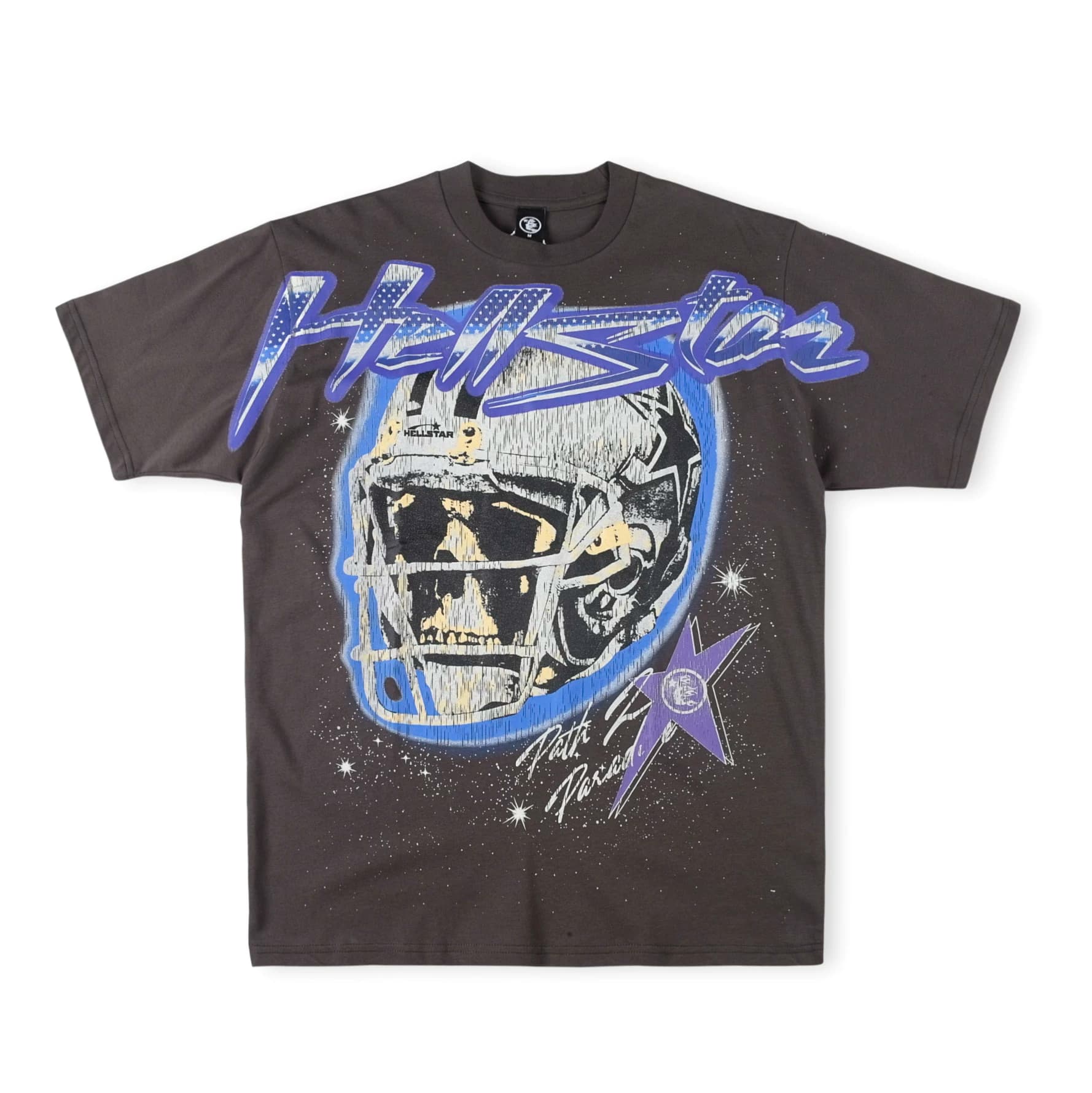 2023 Summer Creative Fun Skull Helmet Printing Men and Women Loose Hip Hop Cotton Round Neck Tide Brand Short Sleeve T Shirt from Taobao