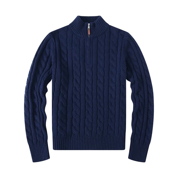 Fall Winter men sweater horse logo half zipper thickening cable knit pullover casual thickening wool sweater tide from Taobao