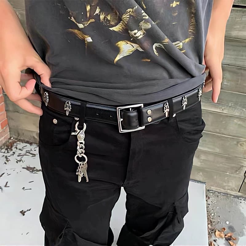 Heavy item Houlixie Ch 925 silver plated cowhide dagger sword versatile belt from Taobao