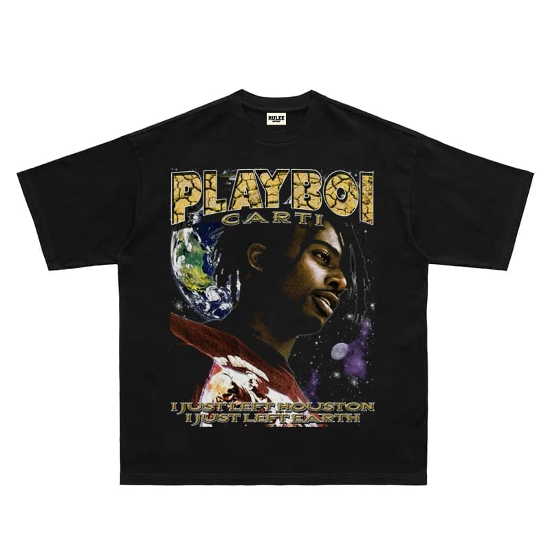 Playboi Carti Atlanta Vintage Retro HIPHOP Hip Hop T shirt Short Sleeve Loose Print Tee from Taobao