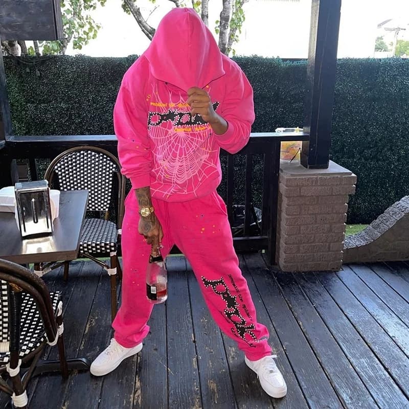 Young Thug Sp5der 555555 Pink Hoodie from Taobao