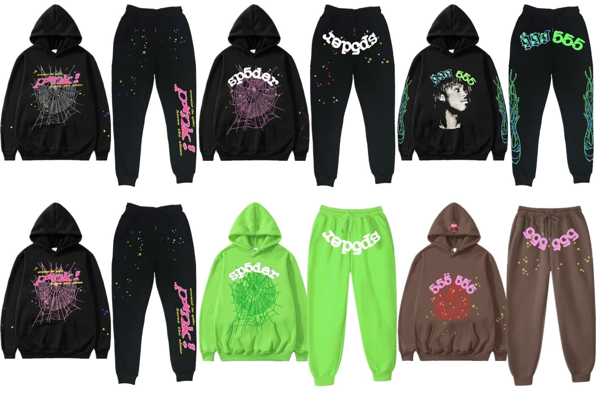 Trendy hip hop singer sp5der printed couple hoodie men s and women s hoodie sports suit 97 from Weidian