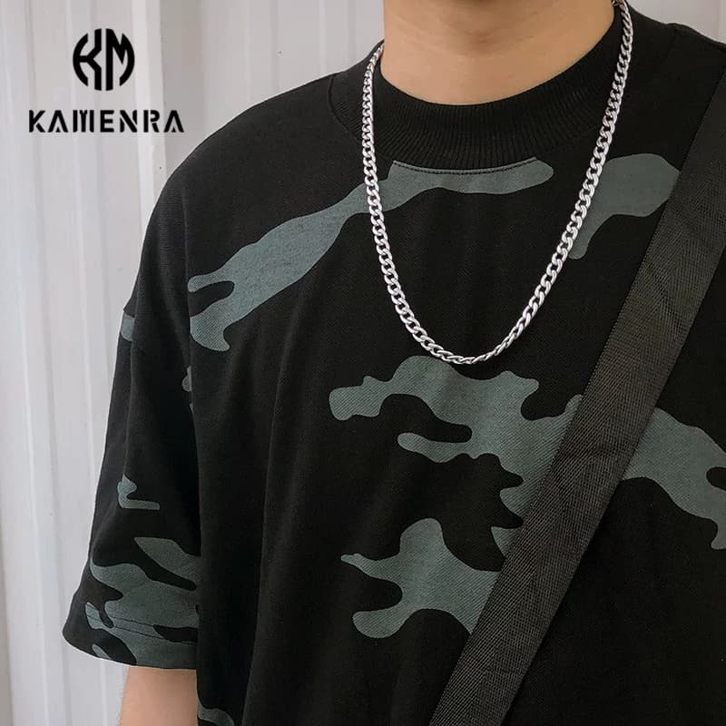 Carmen tide brand ins net red titanium steel chain personality Cuban chain fashion all match cold style men and women necklace jewelry — product from Taobao, photo 1 of 1